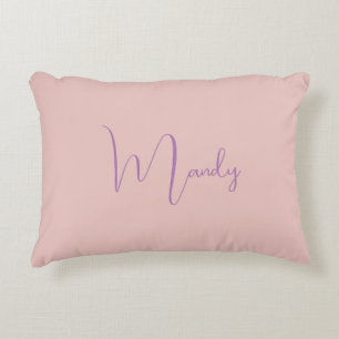 Calligraphy Elegant Rose Gold Plain Simple Name Decorative Cushion