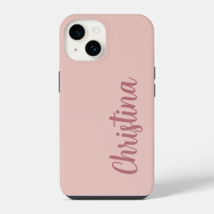 Calligraphy Elegant Rose Gold Plain Simple Name iPhone 14 Case