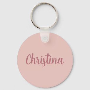 Calligraphy Elegant Rose Gold Plain Simple Name Key Ring