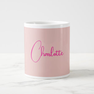 Calligraphy Elegant Rose Gold Plain Simple Name Large Coffee Mug