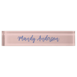Calligraphy Elegant Rose Gold Plain Simple Name Nameplate