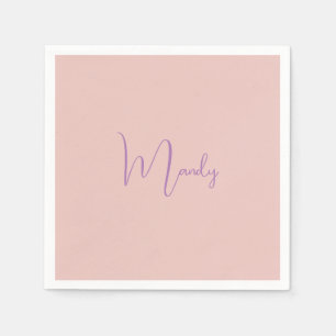 Calligraphy Elegant Rose Gold Plain Simple Name Napkin