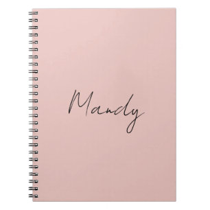 Calligraphy Elegant Rose Gold Plain Simple Name Notebook