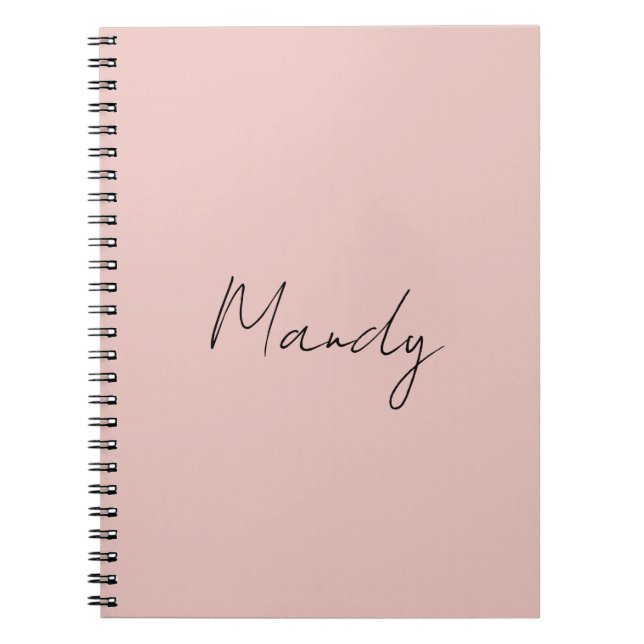 Calligraphy Elegant Rose Gold Plain Simple Name Notebook (Front)