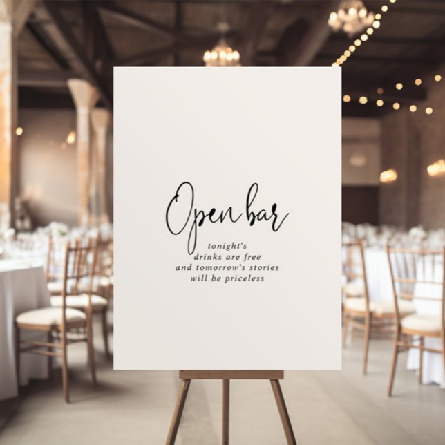 Calligraphy Elegant Script Wedding Open Bar Sign (Creator Uploaded)
