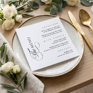 Calligraphy Elegant Square Wedding Menu