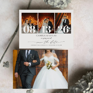 Calligraphy Elegant Text and Photo Wedding Save The Date