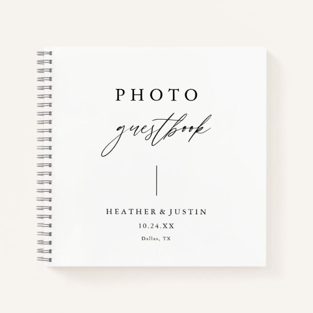 Calligraphy Elegant Wedding Photo Guestbook Notebook (Front)