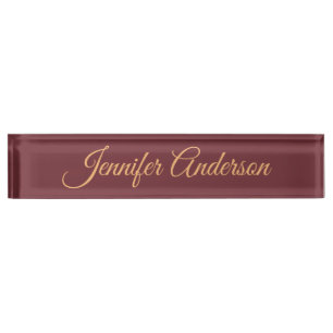 Calligraphy Elegant Wine Colour Personalised Name Nameplate
