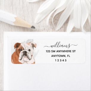 Calligraphy English Bulldog Return Address Return Address Label