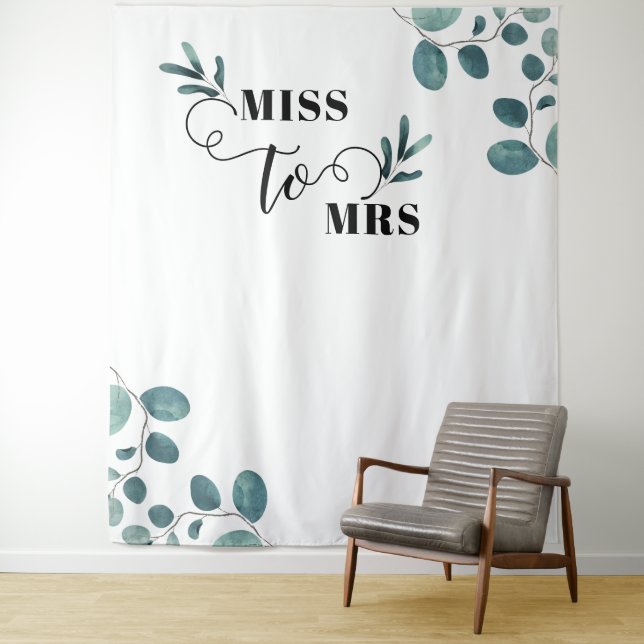 Calligraphy Eucalyptus Garden Photo Booth Backdrop Tapestry (In Situ)