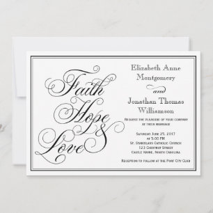 Calligraphy Faith Hope Love Wedding Invitation