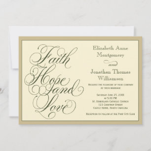 Calligraphy Faith Hope Love Wedding Invitation
