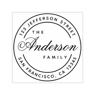 Calligraphy Family Name Elegant Script Address Self-inking Stamp