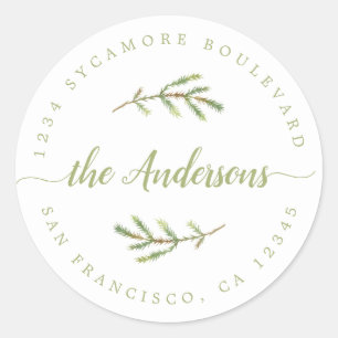 Calligraphy Family Name Return Address Classic Round Sticker