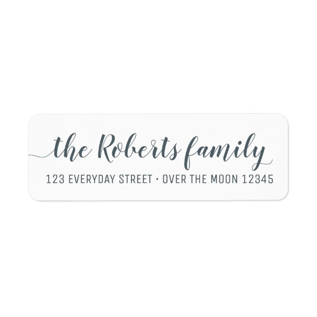 Calligraphy Family Name Simple Modern Rectangular Return Address Label (Front)