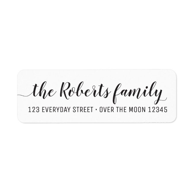 Calligraphy Family Name Simple Modern Rectangular Return Address Label (Front)