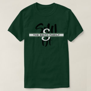 Calligraphy Family Reunion Monogram Dark Green T-Shirt