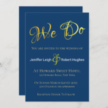 Calligraphy Faux Gold Foil Wedding Invitation
