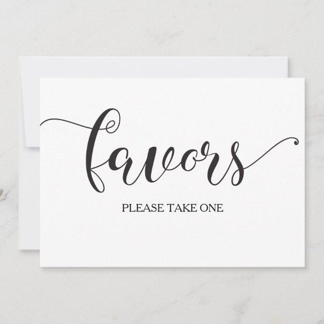 Calligraphy Favours Wedding Sign Card (Front)