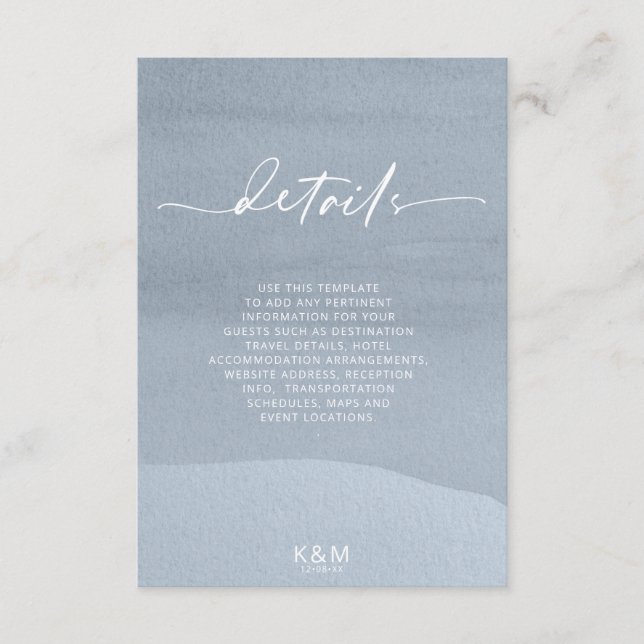 Calligraphy Floral Details Dusty Blue ID771 Enclosure Card (Front)