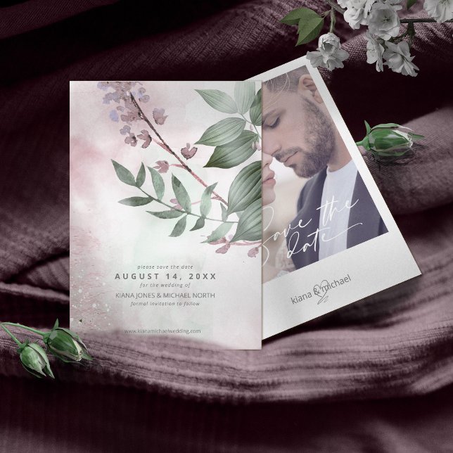 Calligraphy Floral Mauve ID771 Save The Date (Creator Uploaded)