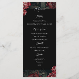 Calligraphy Floral Peony Gothic Wedding Menu