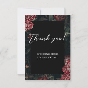 Calligraphy Floral Peony Gothic Wedding Thank You Card