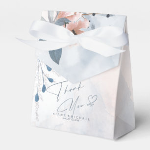 Calligraphy Floral Thank You Heart Blue ID771 Favour Box