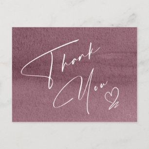Calligraphy Floral Thank You Mauve ID771 Announcement Postcard