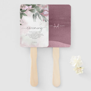 Calligraphy Floral Wedding Ceremony Mauve ID771 Hand Fan