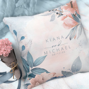 Calligraphy Floral Wedding Dusty Blue ID771 Cushion