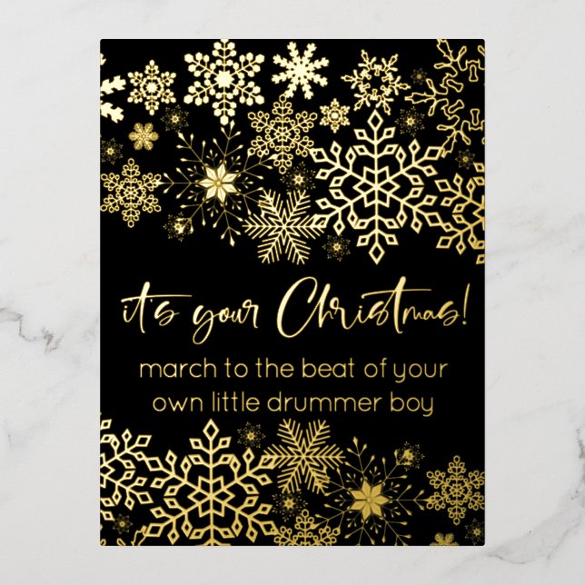 Calligraphy Foil Snowflakes It's Your Christmas Foil Holiday Postcard (Front)