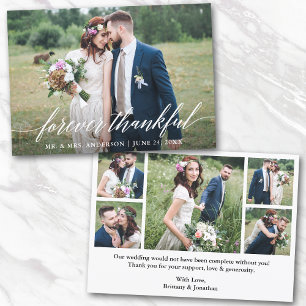 Calligraphy Forever Thankful Wedding 6 Photos Thank You Card