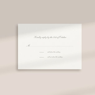 Calligraphy Formal Classic Pearl Wedding RSVP Card