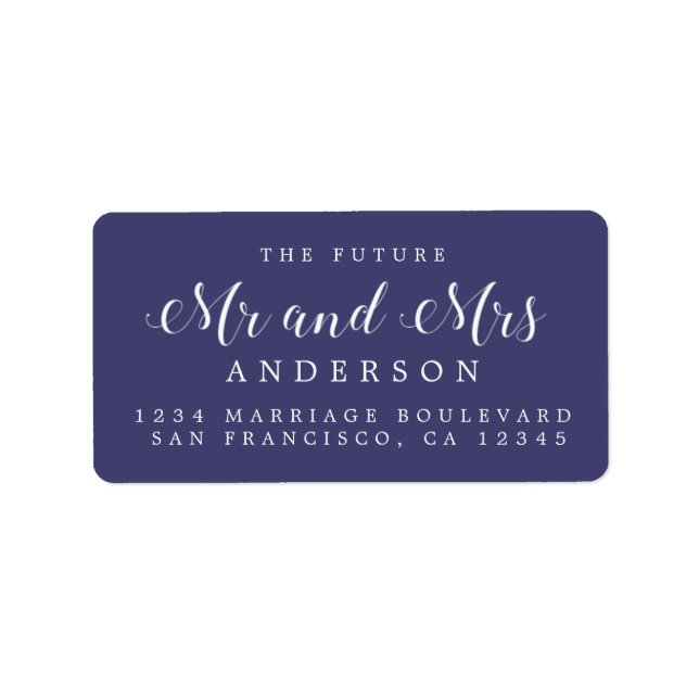 Calligraphy Future Mr Mrs Wedding Return Address Label (Front)