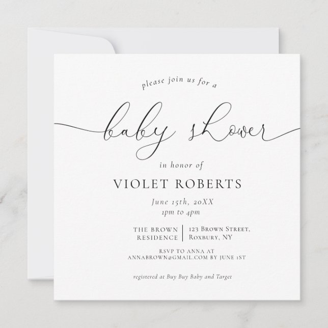 Calligraphy Gender Neutral Baby Shower  Invitation (Front)