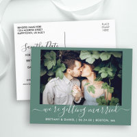 Calligraphy Getting Married Save The Date Green