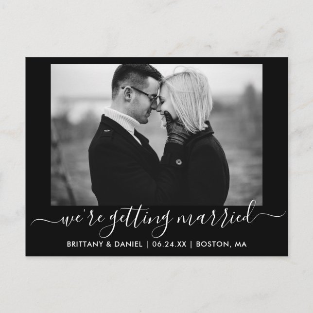 Calligraphy Getting Married Save The Date Photo Postcard (Front)