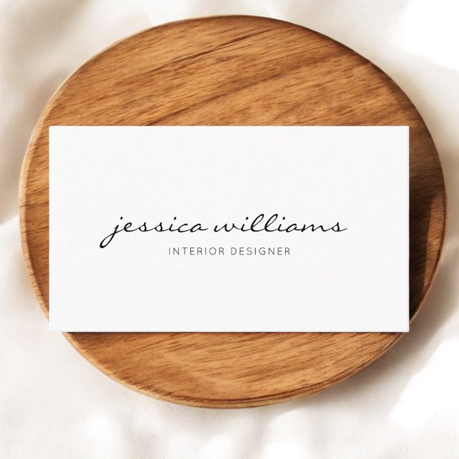 Calligraphy Girly White Minimalist Business Card (Creator Uploaded)
