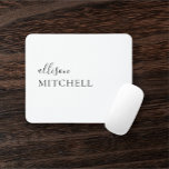 Calligraphy Girly White Mouse Pad<br><div class="desc">Minimalist and modern mouse pad.</div>