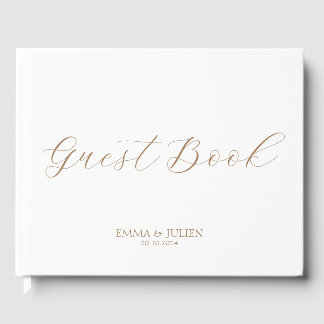 calligraphy Gold and white wedding guest books
