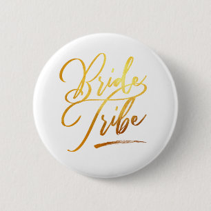 Calligraphy Gold Brides tribe elegant 6 Cm Round Badge