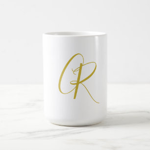 Calligraphy Gold Color Monogram Modern Minimalist Coffee Mug