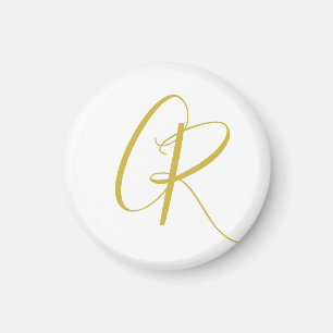 Calligraphy Gold Color Monogram Modern Minimalist Magnet
