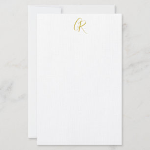 Calligraphy Gold Color Monogram Modern Minimalist Stationery