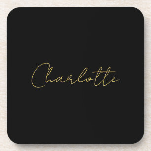 Calligraphy Gold Colour Black Custom Personal Edit Coaster