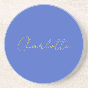 Calligraphy Gold Colour Deep Royal Custom Name Coaster