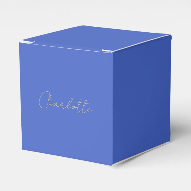Calligraphy Gold Colour Deep Royal Custom Name Favour Box (Front Side)