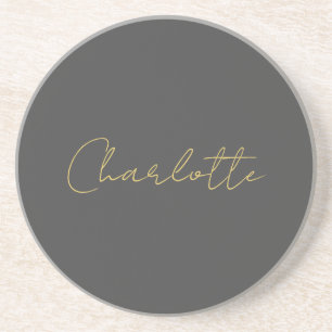 Calligraphy Gold Colour Grey Custom Personal Edit Coaster